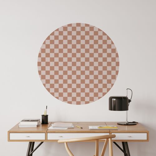 Zelfklevende Behangcirkel Brown Checkers 100 cm