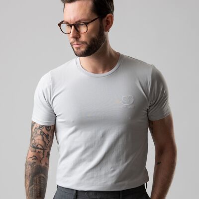T-Shirt, grau, weißes Logo
