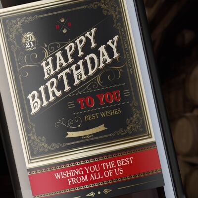 Best wishes for a Happy Birthday wine label