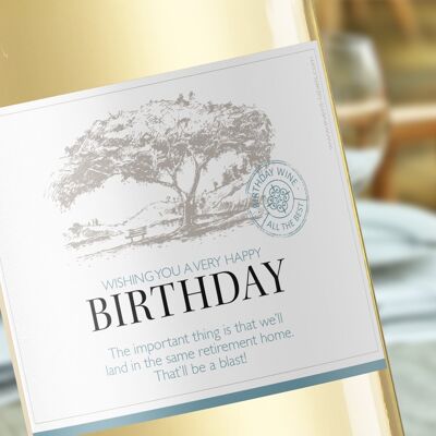 Etiqueta de vino Old Folks Birthday - Azul