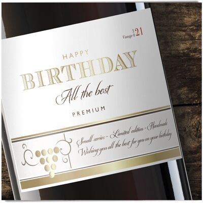 Simple birthday wine label