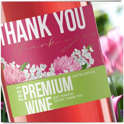 "Thank you" wine label