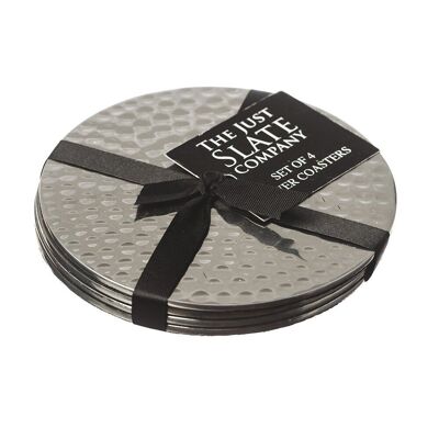 4 Stainless Steel Flat Hammered Coasters