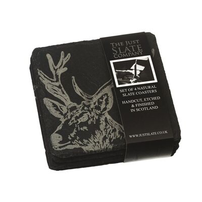 4 Slate Stag Coasters