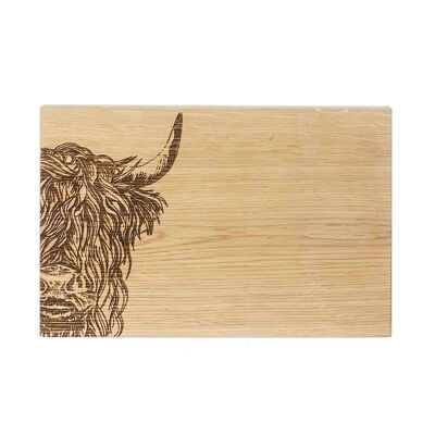 Planche de service Vache Highland en chêne 30 cm par Scottish Made