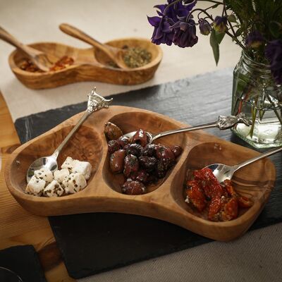 Ciotola da portata per antipasti in legno d'ulivo