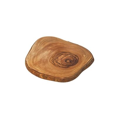 Fuente de servicio redonda de madera de olivo rústica / mantel individual - 15 cm