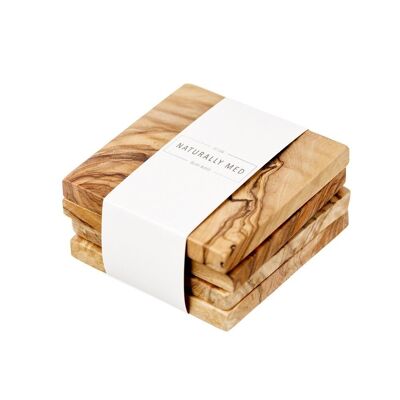 Square Olive Wood Coasters (x4)