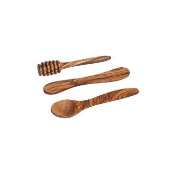 Ensemble de 3 outils à condiments en bois d'olivier 2