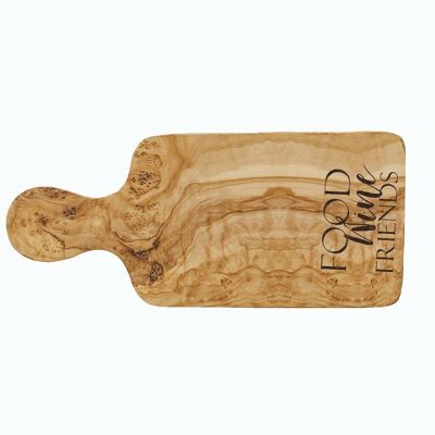 Food, Wine, Friends Handled Olive Wood Cheese Board