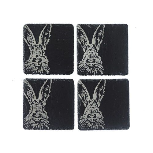 4 Slate Hare Coasters