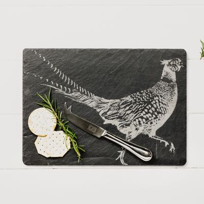 Set regalo con tagliere e coltello per fagiano in ardesia