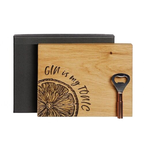 Gin is my Tonic Oak Cutting Board & Bottle Opener Set