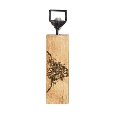 Highland Cow Oak Bottle Opener