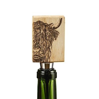 Highland Cow Oak Bottle Stopper