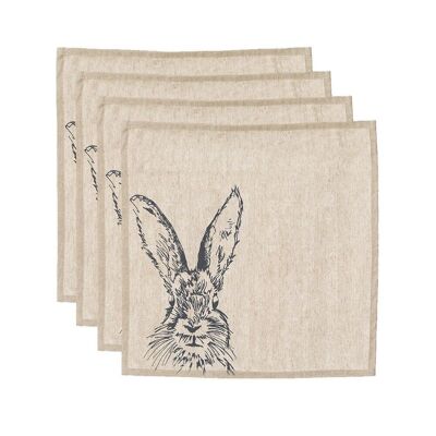 4 Hare Linen Napkins