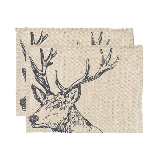 2 Stag Linen Place Mats