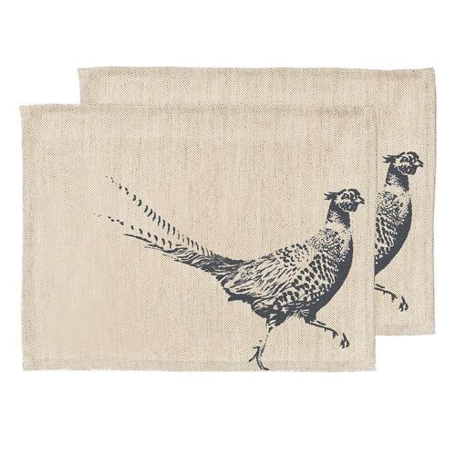 2 Pheasant Linen Place Mats