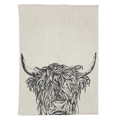 Highland Cow Linen Tea Towel