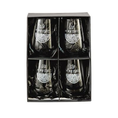 Set of 4 Gin Tonic Stemless Glasses