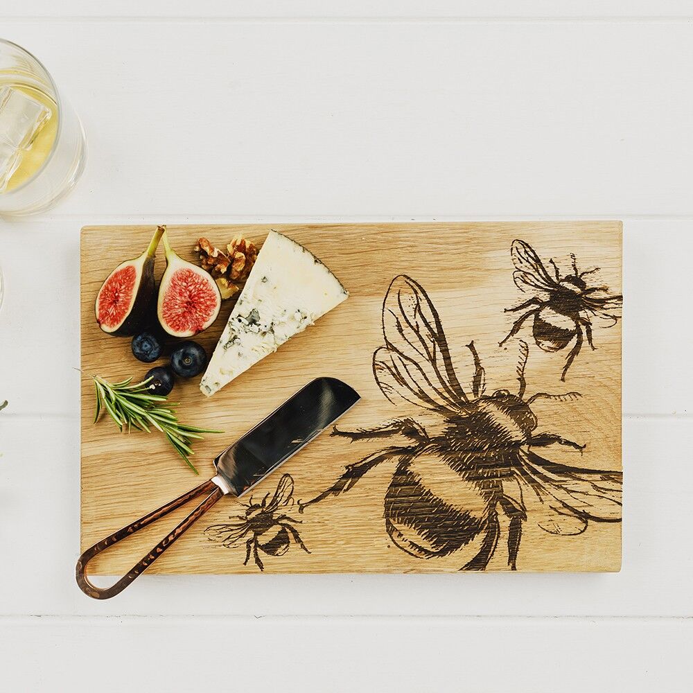 Oak Cheese Board & Knife Set - Bee