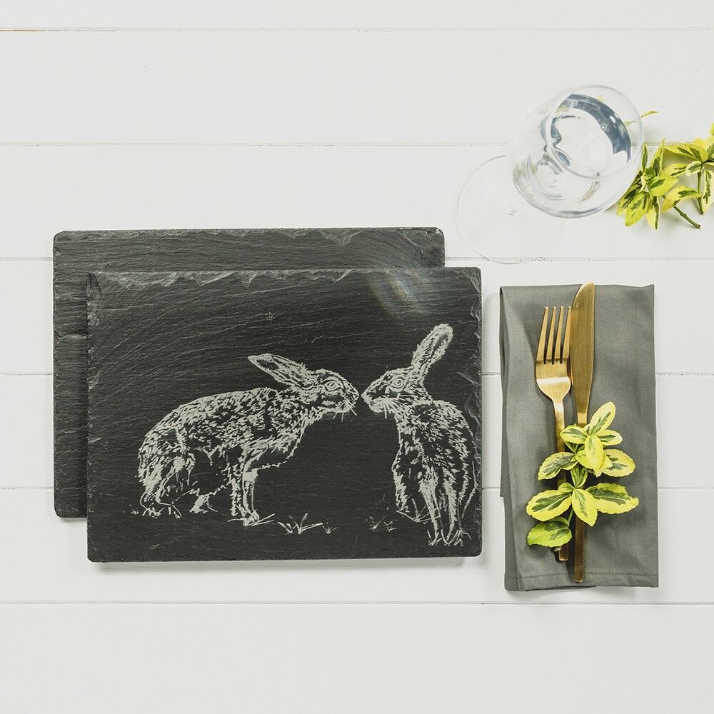 2 Kissing Hares Place Mats
