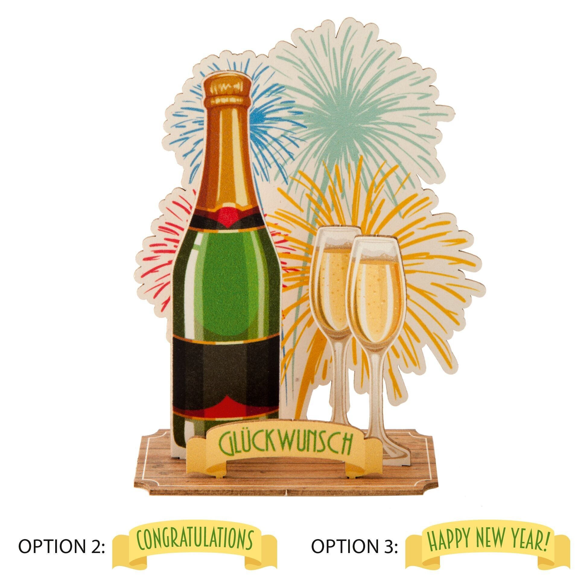 Tarjeta emergente "felicitaciones" "felicitaciones" "feliz año nuevo"