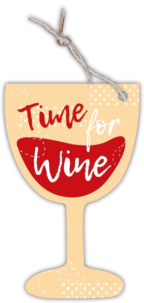 Geschenkanhänger Glas „Time for wine“