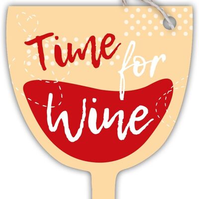 Gift tag glass "Time for wine"