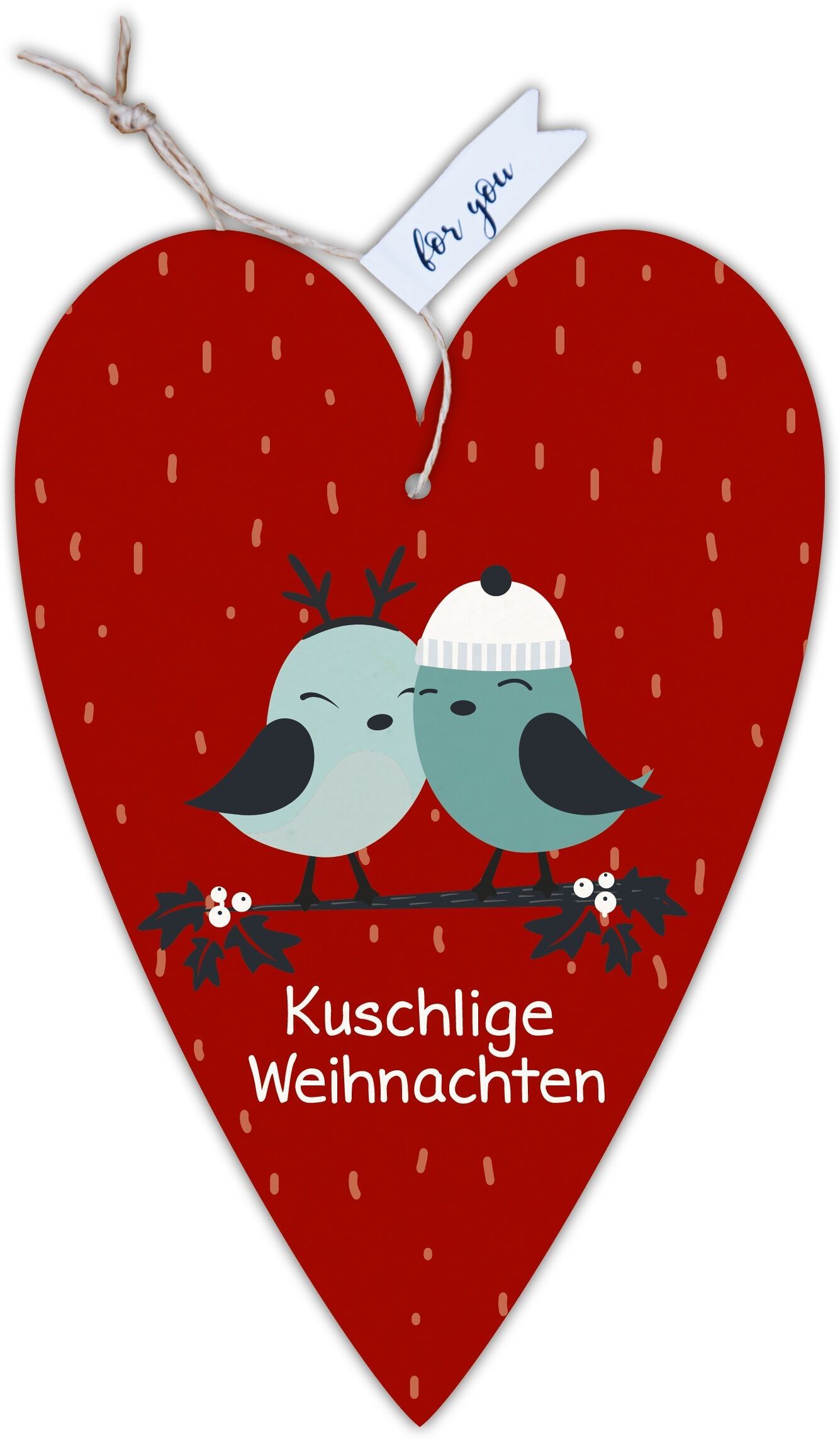 Carte coeur notre Finlandais "Noël câlin"