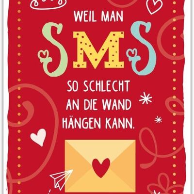 Cartolina di parole felici "Perché SMS..."