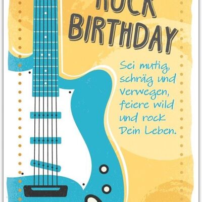 Cartolina con parole felici "Compleanno Rock"