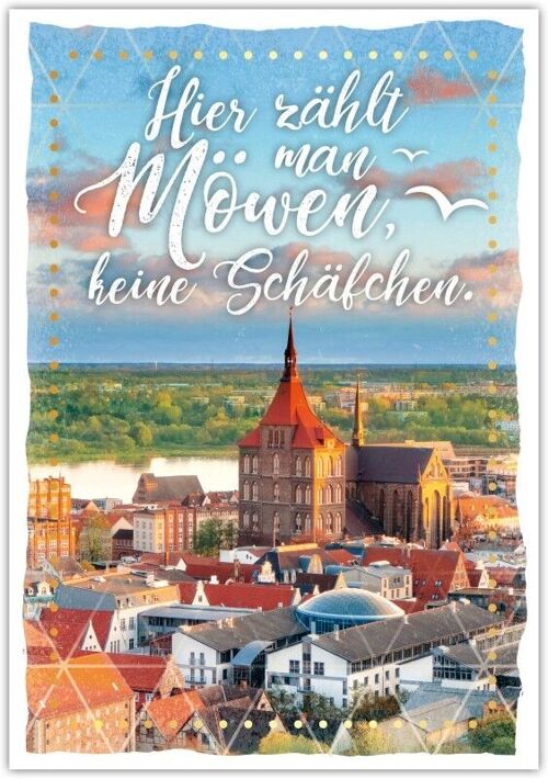 Postkarte Happy Words "Hier zählt man Möwen, …"