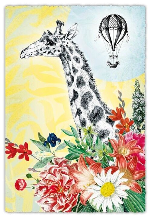Grußkarte Silver Line - Giraffe