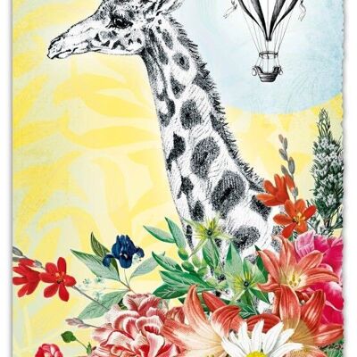 Greeting Card Silver Line - Giraffe