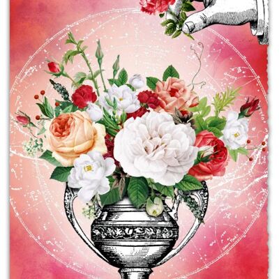 Greeting Card Silver Line - Flowers