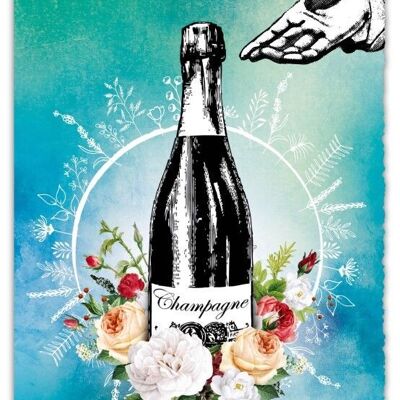 Greeting Card Silver Line - Champagne