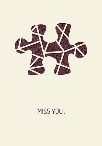 Carte de voeux papier deluxe "Miss you." - Puzzles 1