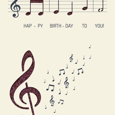 Carte de voeux papier deluxe "Happy Birthday to you" - partition