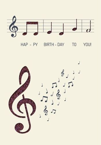 Carte de voeux papier deluxe "Happy Birthday to you" - partition 1