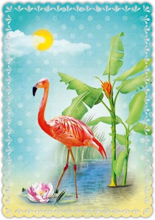 Grußkarte Romantique Flamingo