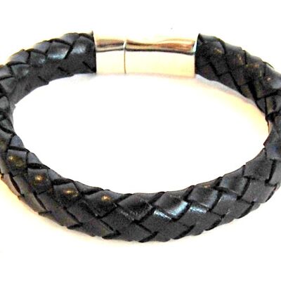 Men's bracelet braided leather black