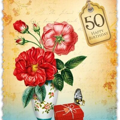Greeting card Romantique flower "50"