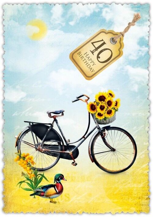 Grußkarte Romantique Fahrrad "40"