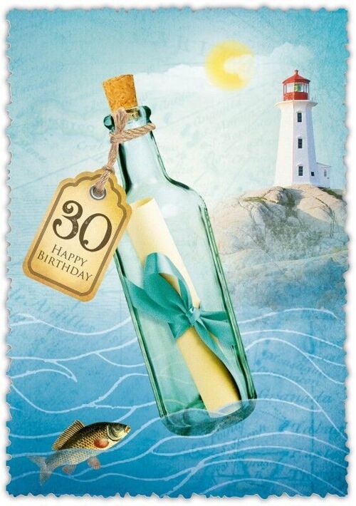 Grußkarte Romantique Flasche"30"