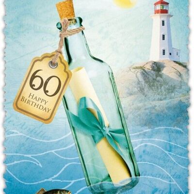 Grußkarte Romantique Flasche"60"