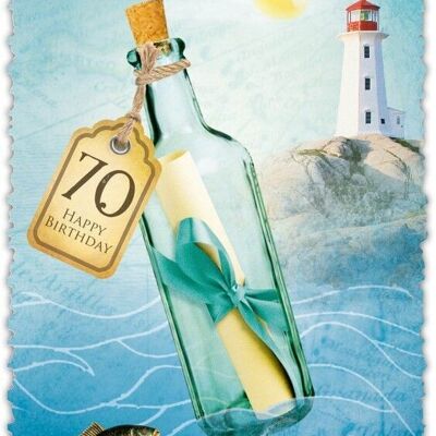 Tarjeta de felicitación Botella romántica"70"
