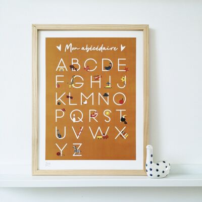 Alphabet poster 30x40cm - Mustard