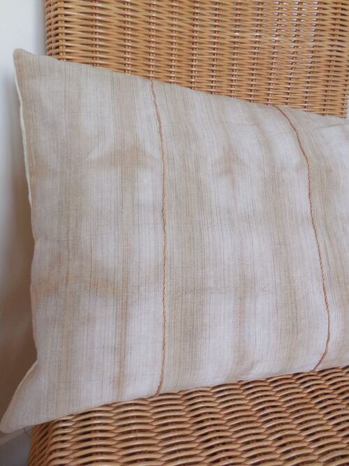 Housse de coussin + coussin 50x30cm - teinture végétale - lin ancien - ocre