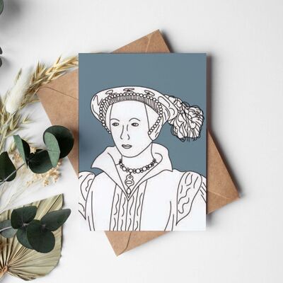 Katherine Parr line drawing greeting card